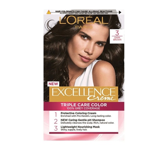 L'OREAL Excellence Creme Hair Color - 3 Dark Chestnut Brown (200gm)