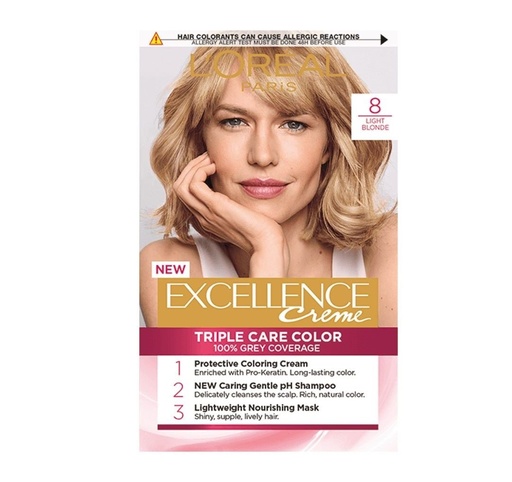 L'OREAL Excellence Creme Hair Color - 8 Light Blonde (200gm)