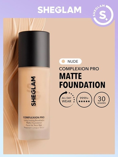 SHEGLAM Complexion pro long lasting breathable matte foundation - Nude (30ml)