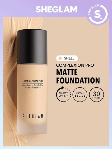 SHEGLAM Complexion pro long lasting breathable matte foundation - Shell (30ml)