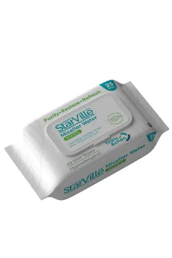 STARVILLE Micellar Water Makeup Remover Wipes - 25 Wipes Pack